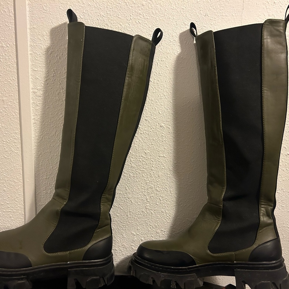 Public Desire Olive Green Chelsea Combat Boots